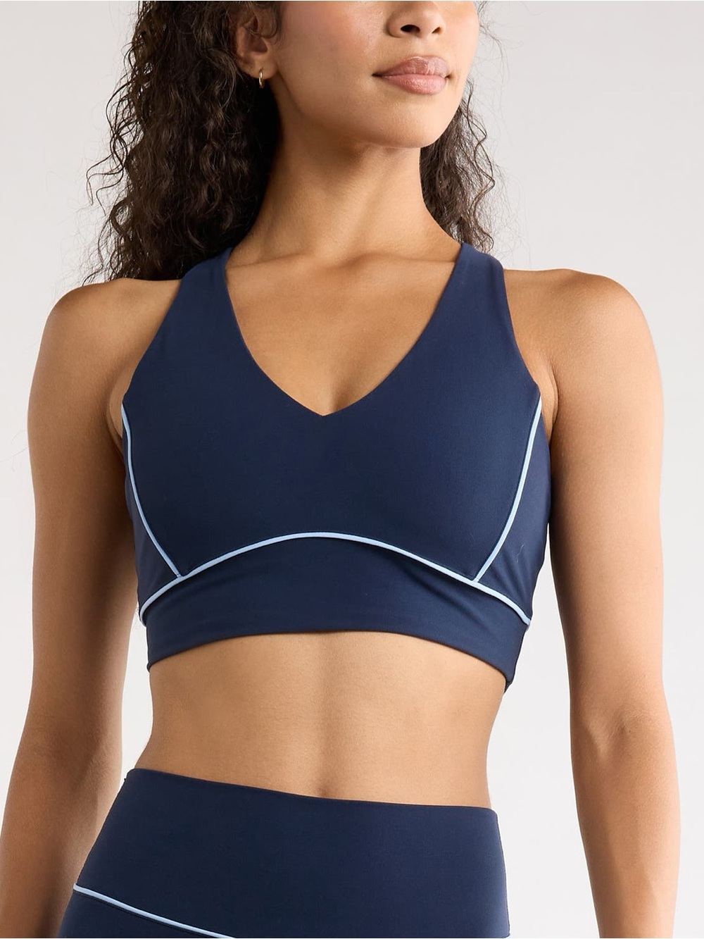 Zella Studio Luxe Piped Sports Bra Navy Sapphire Medium NWOT